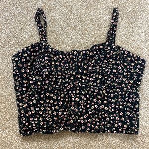 Aeropostale Black Floral Crop Tank Top